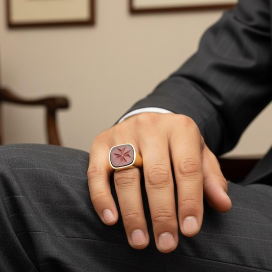 Signet Ring with Maltese cross engraved on Carnelian