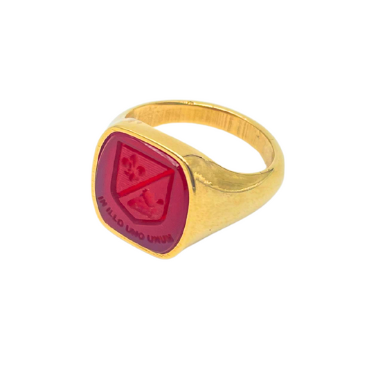 Anello in oro con sigillo inciso su corniola rossa