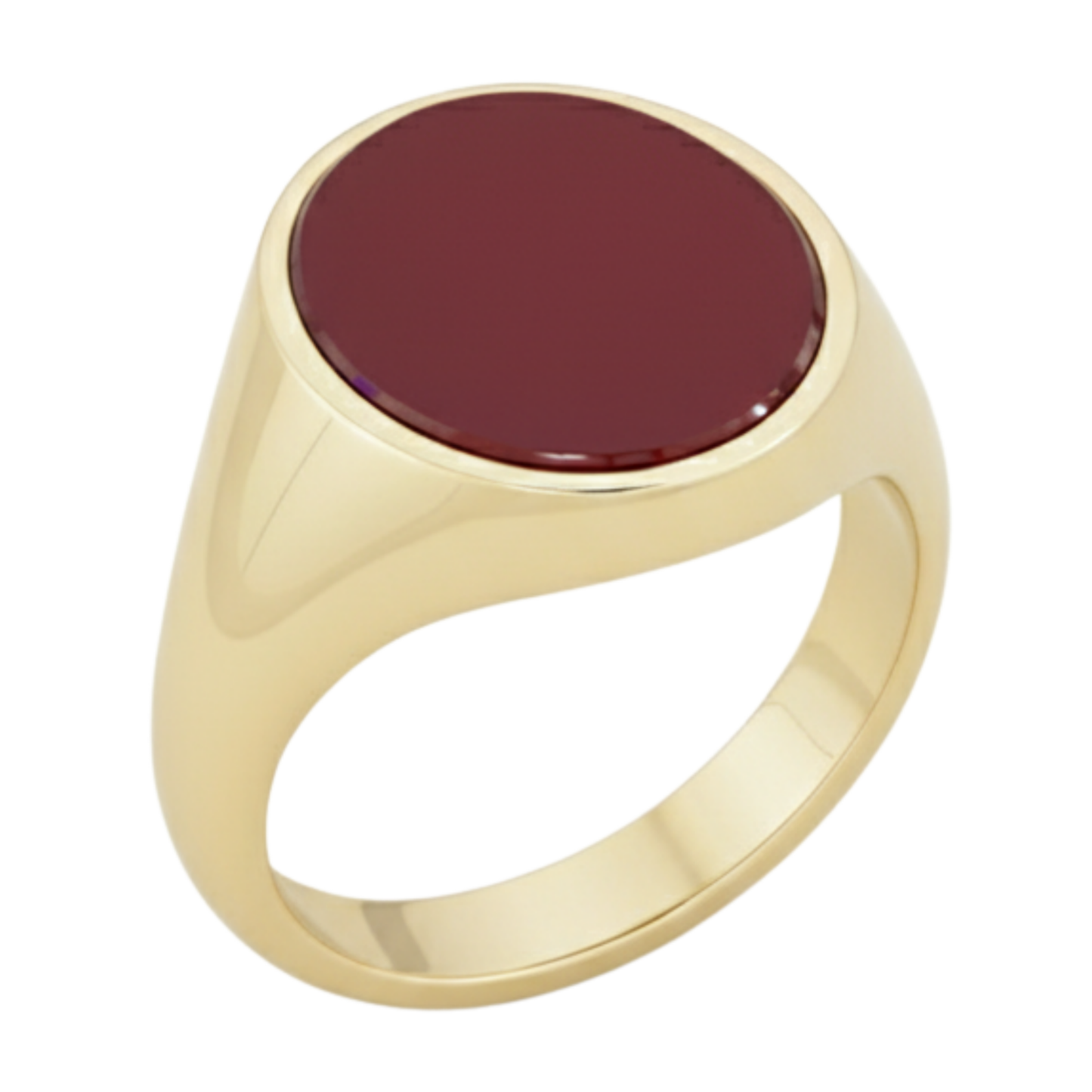 Oval Chevalier Signet Ring in Gold with Custom Engraving on Red Carnelian