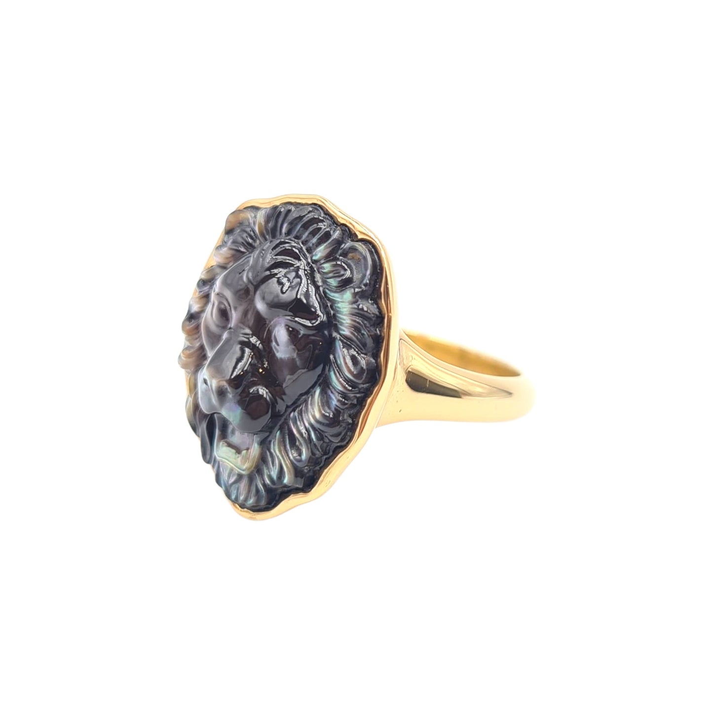 Anello Leone Madreperla Grigia