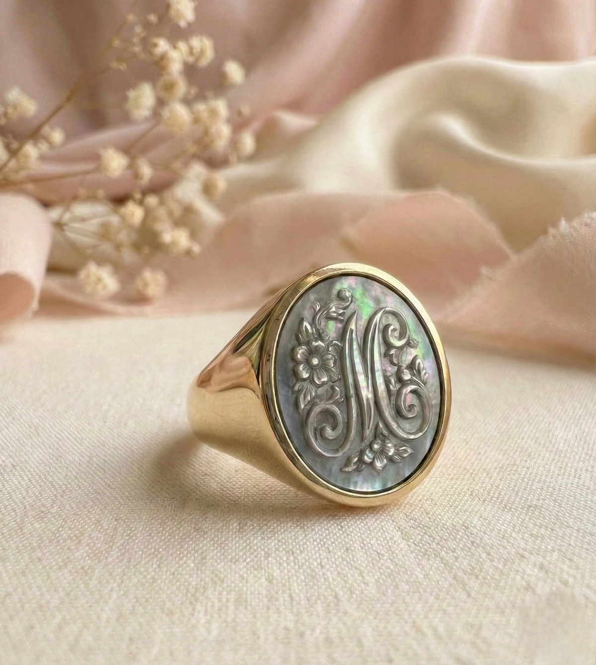 PERSONALIZED INITIAL M SIGNET RING 
