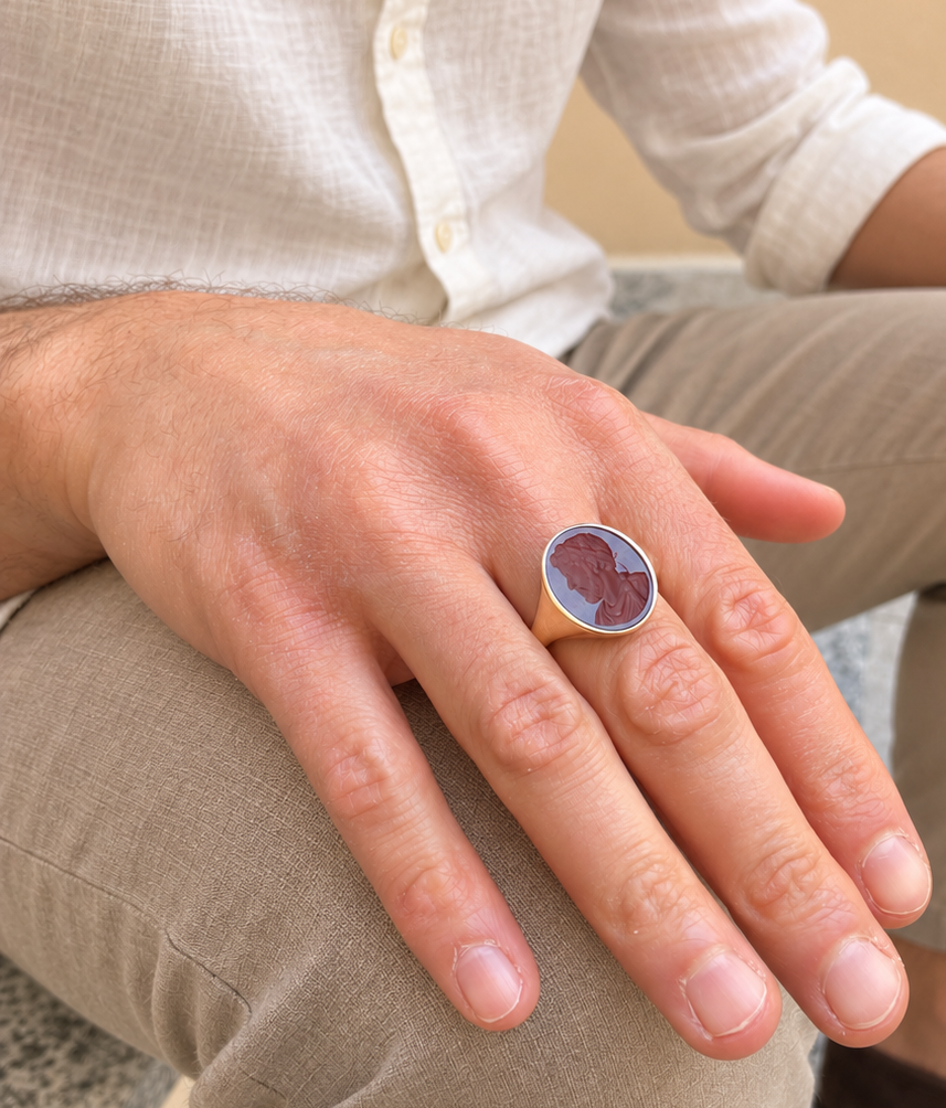 Marcus Aurelius engraved carnelian signet ring