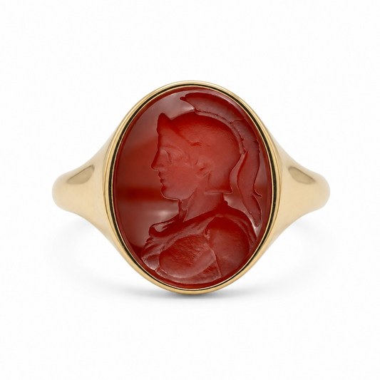 Mars signet ring, engraved carnelian intaglio